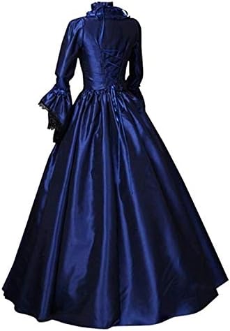 Andongnywell kadın Dantel Dikiş Büyük Çan Kollu Ortaçağ Elbise Saray Vintage Danteller Uzun Kollu Elbiseler