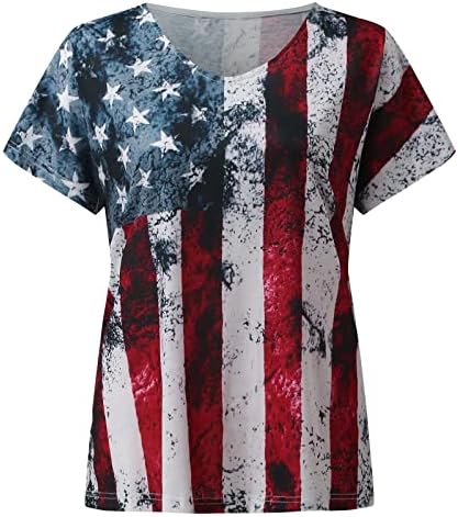 Vatansever Gömlek Kadınlar için Amerikan Bayrağı Tişörtleri Gömlek Yaz Casual Tops Kısa Kollu Tees Kravat Boya Rahat Gevşek Tees Tops
