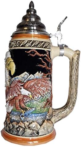 KRAL Alman Bira Stein wildlife wilderness, Kartal 0.75 litre tankard, bira bardağı