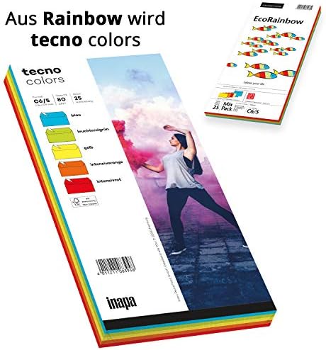 ınapa Tecno Renkler Zarflar DIN C6/5 (114 x 229), 80 g, Renk Karışımı, Kendinden Yapışkanlı, Penceresiz, 25'li Paket