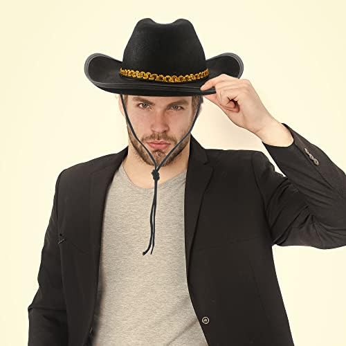 SGBETTER 4 Paket Tutam Ön kovboy şapkası Yenilik Batı Kovboy Cowgirl Şapka Yetişkin Cadılar Bayramı Cosplay giyinmek
