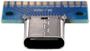 Oıyagaı 2 adet C Tipi Konnektör USB 3.1 24 P 24 Pin Dişi Soket PCB Adaptörü Kaynak Testi Devre Kartı