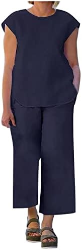 Iki Parçalı Düz Bacak Düz Pantolon Setleri Bayanlar için Yaz Sonbahar Keten Pantolon Setleri Genç Kız Giyim Moda FV