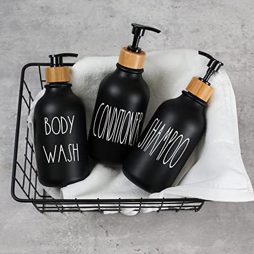 ALPİRİRAL Şampuan ve Saç Kremi Dispenseri, Mat Siyah Şampuan Kremi Vücut Yıkama Dispenseri, Pompalı Yeniden Doldurulabilir 16oz Şampuan