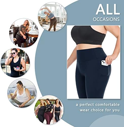 MOREFEEL Artı Boyutu Tayt Cepler ile Kadınlar için-Sıkı X-4XL Karın Kontrol Yüksek Bel Egzersiz Siyah Yoga Pantolon