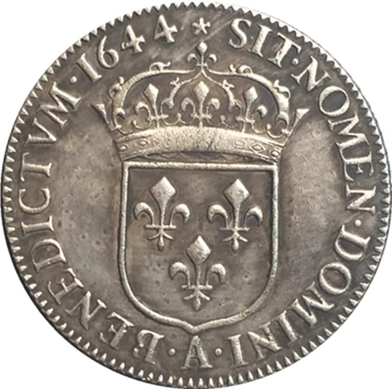 QİNGFENG 1644 Fransız Sikke Saf Bakır Gümüş Kaplama Antika Gümüş Dolar Para El Sanatları Koleksiyonu Darbe olabilir