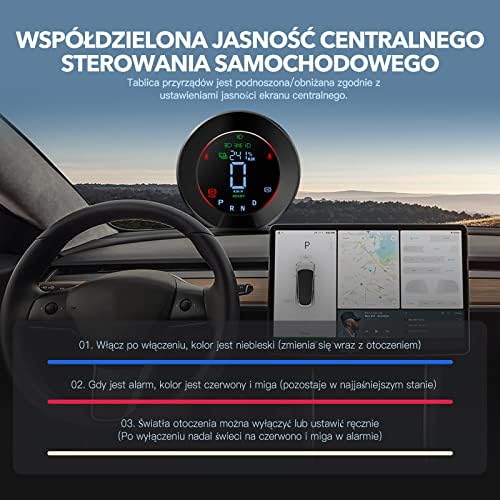 CARabc Araba HUD HEAD Up Display, Hız, Vites, Pil Gücü, Kilometre ve Diğer Ham Verilere Sahip Tesla Model 3 Model Y Gösterge Paneli