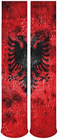 Eski Grunge Arnavutluk Bayrağı Tüp Çorap Ekip Çorap Nefes Atletik Çorap Çorap Açık Unisex için