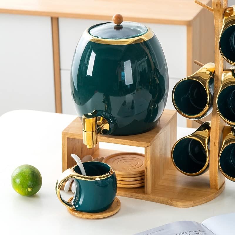 SDFGH İskandinav Koyu Yeşil Ticari Soğuk Su ısıtıcısı musluk Seramik Ev çay kahve fincanı Seti 3L