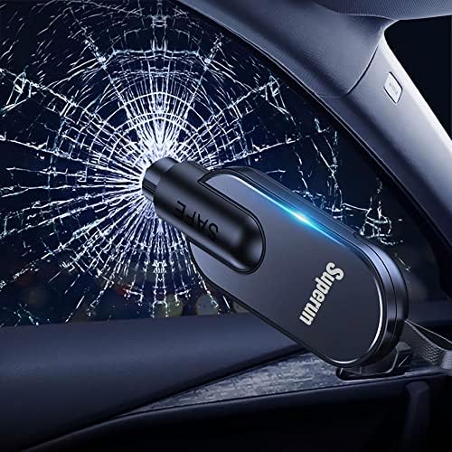 Superun Araba Kaçış Aracı 2-in-1 Acil Çekiç Araba cam kırıcı ve Emniyet Kemeri Kesici, Premium Siyah Güvenlik Anahtarlık Cam Kesici