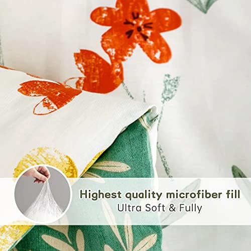 CozyTide Kral Yorgan Seti, Pamuk Beyaz Çiçek Yatak Yorgan Setleri ile Yeşil Botanik Çiçek Baskılı 3 adet Ultra Yumuşak Mikrofiber İç