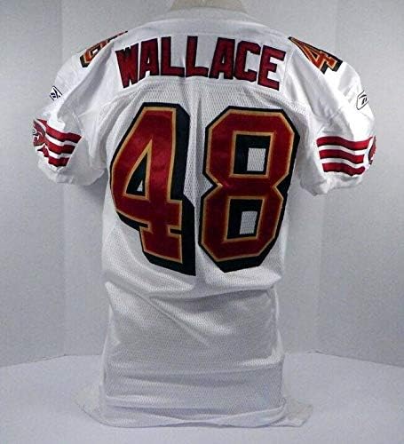 2007 San Francisco 49ers Cooper Wallace 48 Oyun Verilmiş Beyaz Forma DP06365 - İmzasız NFL Oyunu Kullanılmış Formalar