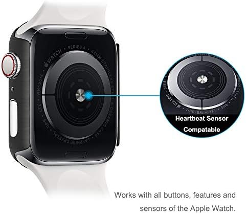 baozaı 2 Paket Temperli Cam Ekran Koruyucu ile Uyumlu Apple Watch 44mm Kasa, tam Kapsama Sert iWatch Kılıf Serisi 6/5/4 / SE, Siyah
