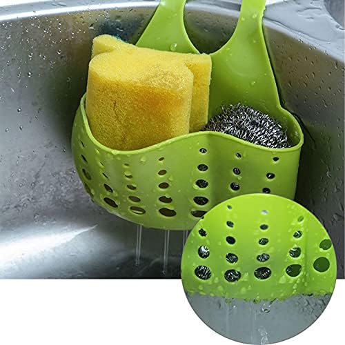 2 Paket Mutfak lavabo asılı sünger tutucu, ayarlanabilir musluk tutucu Musluk sünger sepeti, kurutma için drenaj delikleri ile ayarlanabilir