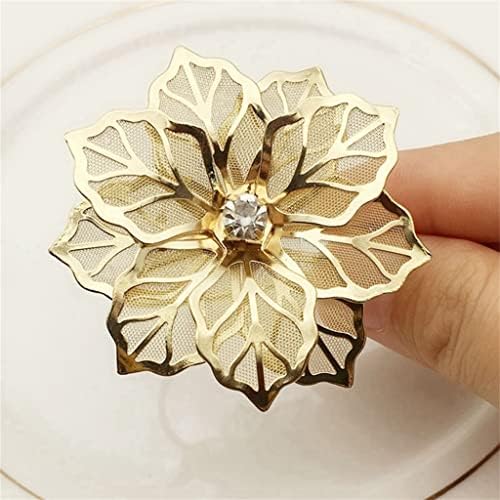YFQHDD 60 Adet Çiçek Tasarım Peçete Halkaları Metal Altın Peçete Toka Peçete Halkası Tutucu