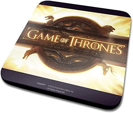 Oyun thrones Açılış Logo Resmi İçecekler Coaster Koruyucu Melamin Kapak Mantar Tabanı ile, Çok Renkli, 10x10 cm