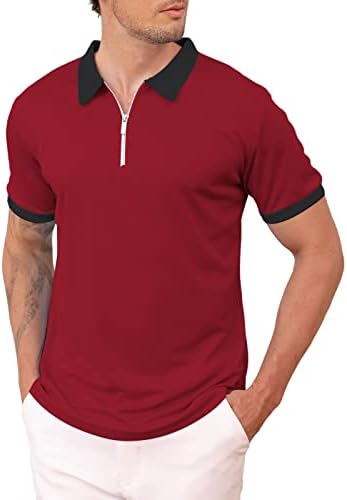 Erkek Çeyrek Zip polo gömlekler Kısa Kollu Casual Kazak Gömlek Slim Fit Moda Golf Gömlek Üst