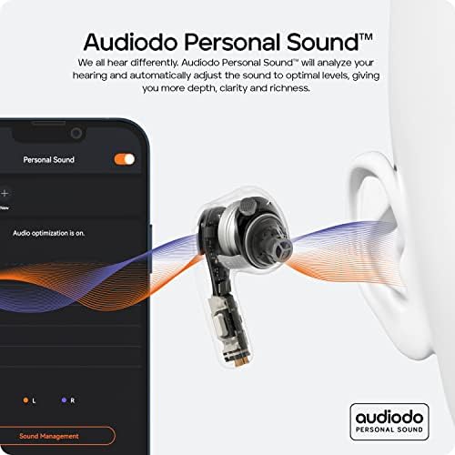 Tribit Gerçek kablosuz kulaklıklar, Aktif Gürültü Önleyici Bluetooth Kulaklık Şeffaflık Modu 6Mics ENC işitme Telafisi Audiodo Kişisel