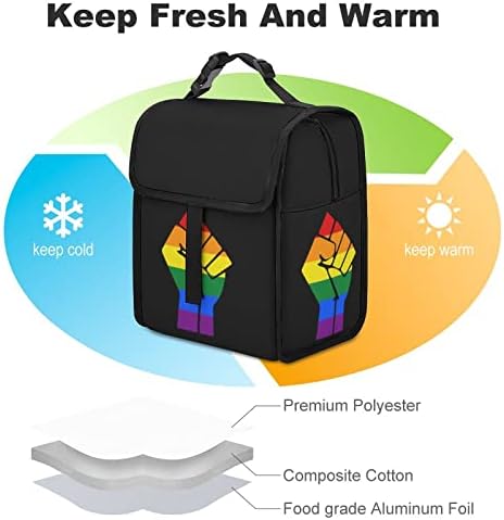 LGBT Gurur Bayrağı Yumruk Yalıtımlı yemek taşıma çantası Yeniden Kullanılabilir Yemek yemek kabı Paketi İş Piknik Yürüyüş Seyahat