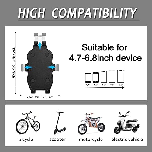 Motosiklet Bisiklet Telefon Dağı, Bisiklet telefon tutucu Alüminyum Alaşımlı malzeme 360 ° Dönen 4.7 -6.8 Telefonlar için Uygun Cep