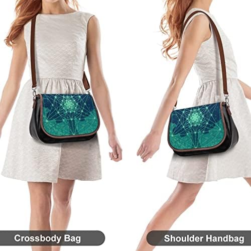 FunnyStar Ağacı Kutsal Geometri Sembolleri omuz askılı çanta PU Deri Crossbody Çanta Çantalar Omuz Satchel Kadınlar için