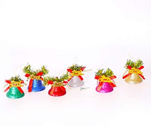 ISMARLAMA 12 adet Noel Plastik Jingle Bells Glitter Çan Kolye askı süsleri Noel Ağacı Çelenk (5cm) Noel Süs