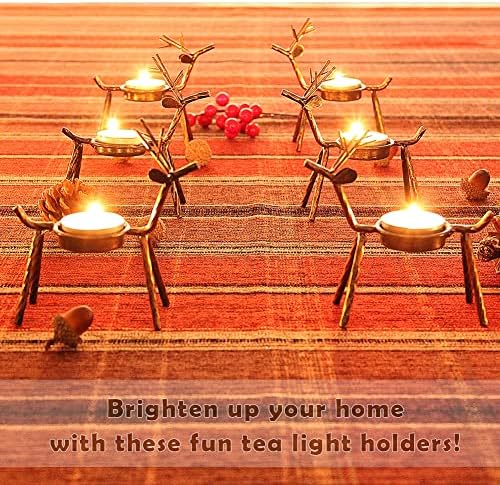 FORUP 6 Paket Metal Ren Geyiği çay ışık Mumluklar, Ev için Noel Dekorasyonu, Ren Geyiği Mumluk, Metal Mumluk, Noel Mumluk