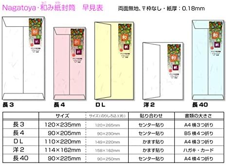 Nagatoya Shoten Washi Kağıt [Nagomigami] Yazıcı Uyumlu Zarflar, Çerçevesiz, Uzun 3 Boyut, Büyük Thank You Toriko, Naf-112 x 25P Set,