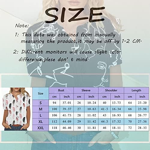 Yaz Üstleri Kadınlar için 2023 Moda Korse Bayan Kısa Kollu Gömlek Tops Şık Rahat V Boyun Düğmesi Grafik Tee