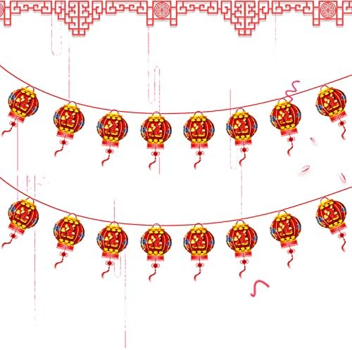 Mutlu Çin Yeni Yılı Fener Flama Afişi 2022, Önceden monte edilmiş 2022 Çin Yeni Yılı Fenerleri Kiraz Kuşu Afiş Süslemeleri, Çin Yeni