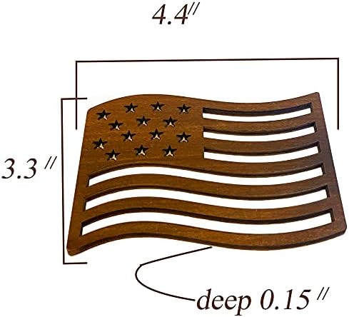 Amerikan Bayrağı Ahşap Bardak Altlığı Seti - Bu ABD Hediyesi, içecekler için 4 adet oyma Ahşap Bardak Altlığı İçerir-Bağımsızlık Günü