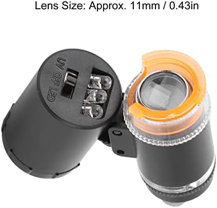 60X Mini Büyütme Büyüteç, Mini Mikroskop Cep Büyüteç, Taşınabilir Mücevher Nakit Büyüteç, Dedektör led ışık Mikroskobu (Siyah)