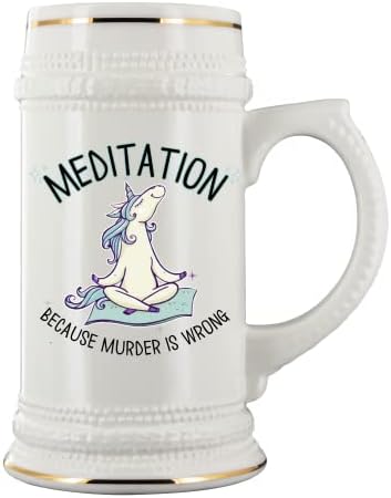 Meditasyon Çünkü Cinayet Yanlış Tek Boynuzlu At Zen Lotus Pozu Komik Yoga 22 Oz. Kadınlar için Bira Stein Teşekkür ederim Takdir Hatıra
