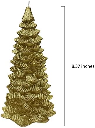 Noel Ağacı Mum Centerpiece Mum 9 inç Boyunda Yaklaşık Yanma süresi 17 saattir. Altın Glam