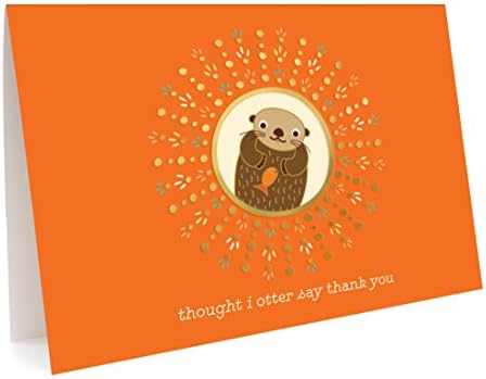 Gece Baykuş Kağıt Ürünleri Su Samuru Teşekkür Kartları, 5 kutu, Altın Folyo