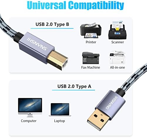Yazıcı Kablosu 50 Feet, SNANSHİ Aktif Tekrarlayıcı USB Yazıcı kablosu USB A'dan B'ye Yazıcı Kablosu Yazıcı Yazıcı için USB kablosu,