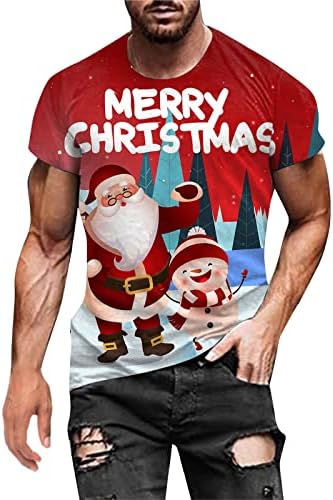 WYBAXZ Noel Gömlek Mens Erkekler ıçin Sonbahar Kış Rahat Kısa Kollu Noel 3D Baskılı T Shirt Moda Üst Bluz