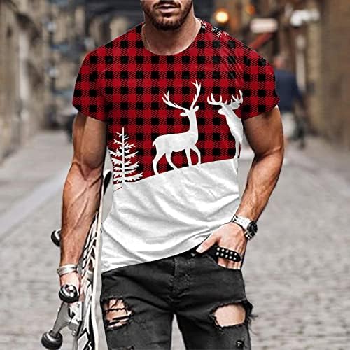 WYBAXZ Noel Gömlek Mens Erkekler ıçin Sonbahar Kış Rahat Kısa Kollu Noel 3D Baskılı T Shirt Moda Üst Bluz