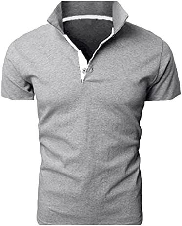Polo gömlekler Erkekler için Erkek Kısa Kollu Casual Slim Fit Gömlek Kontrast Renk Patchwork T-Shirt Gömlek