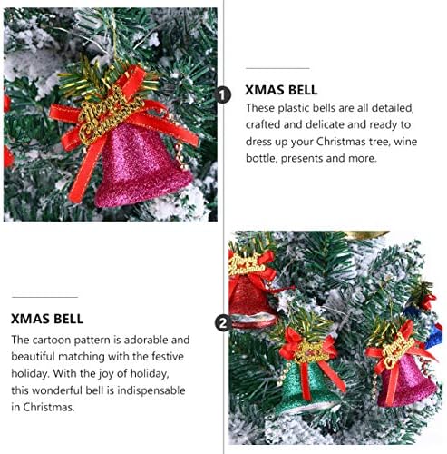 Cabilock yılbaşı dekoru İlmek ile 6 adet Glitter Noel Süsler Noel Çan Kolye Noel Ağacı Asılı Dekorasyon Noel DIY El Sanatları için