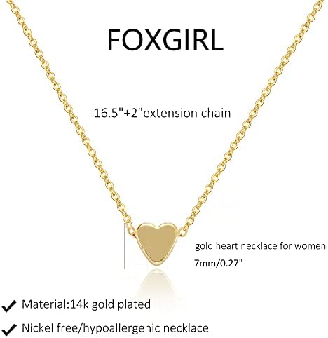 Foxgirl Altın Kalp Kolye Genç Kızlar için, basit Küçük Kalp Kolye Kolye Zarif 14k Altın Kolye Kadınlar için Estetik Sevimli Gerdanlık