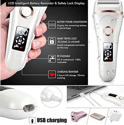Elektrikli Tıraş Makinesi Ağrısız Kadın Tıraş Makinesi Bayan için USB Şarj Islak ve Kuru Kullanarak Bikini Düzeltici Tüm Vücut için