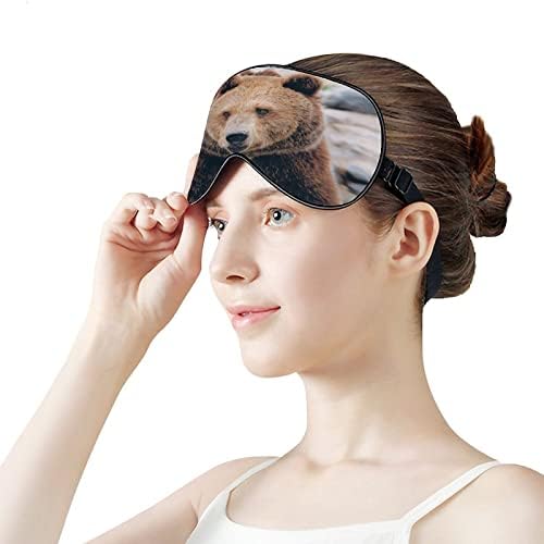 Alberta Boz Ayı Uyku Göz Maskesi Yumuşak Göz Kapakları engelleme ışıkları körü Körüne Ayarlanabilir Kayış ile Seyahat şekerleme