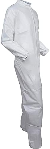 Kleenguard A40 Sıvı ve Partikül Koruması Tek Kullanımlık Tulum Koruyucu Elbise, Önden Fermuarlı, Açık Bilekler ve Ayak Bilekleri, Beyaz,