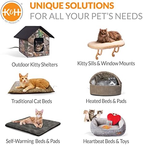 K & H Evcil Hayvan Ürünleri Thermo-Kitty Sleephouse Kedi Mağarası-Isıtılmamış Ten Rengi / Leopar, 17x13 inç