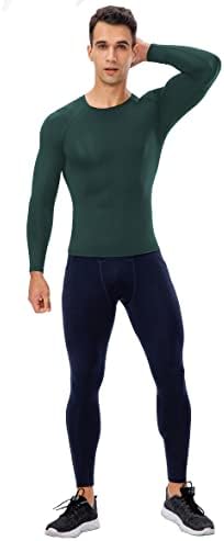 Erkek Sıkıştırma Gömlek Uzun Kollu Atletik Egzersiz Üstleri Spor Fanilalar Koşu Serin Kuru Baselayers T Shirt 1/3 Paket