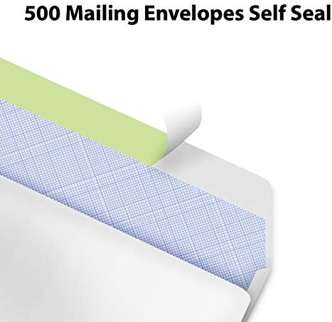 10 Zarflar Letter Size Self Seal, Business White Security Renkli Kabuk ve Mühür, 500 Paket Penceresiz, Yasal Boyutta Normal Düz Zarflar