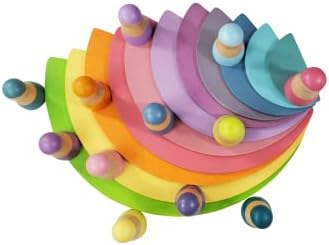TEKOR 12 Adet Ahşap Pastel Gökkuşağı Peg Bebek Oyuncak / Oyna Pretend Küçük İnsanlar Bebekler için Rakamlar Erkek Kız / Montessori