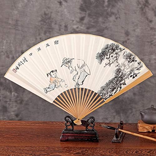 LYZGF Katlanır Fan, Katlanır El Fanı Çin Vintage El Fanı Bambu Çerçeveli Kağıt Katlanır Fan Düğün Dansı Cosplay Partisi Duvar Dekorasyonu