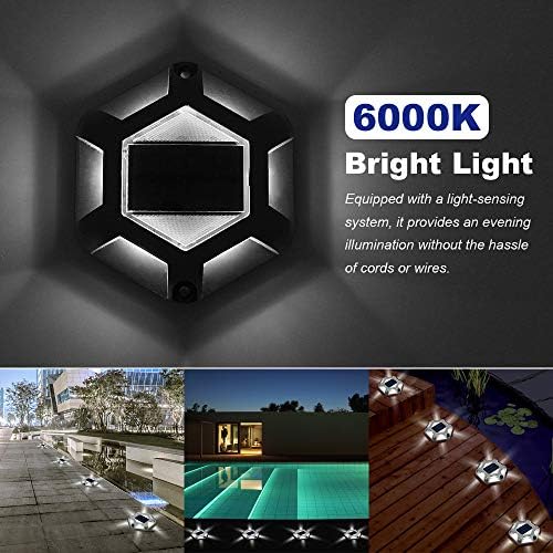 APONUO güneş Dock ışıkları açık su geçirmez, Driveway ışıkları Led güneş enerjili parlak beyaz 6 LEDs açık Güneş Dock güverte ışıkları